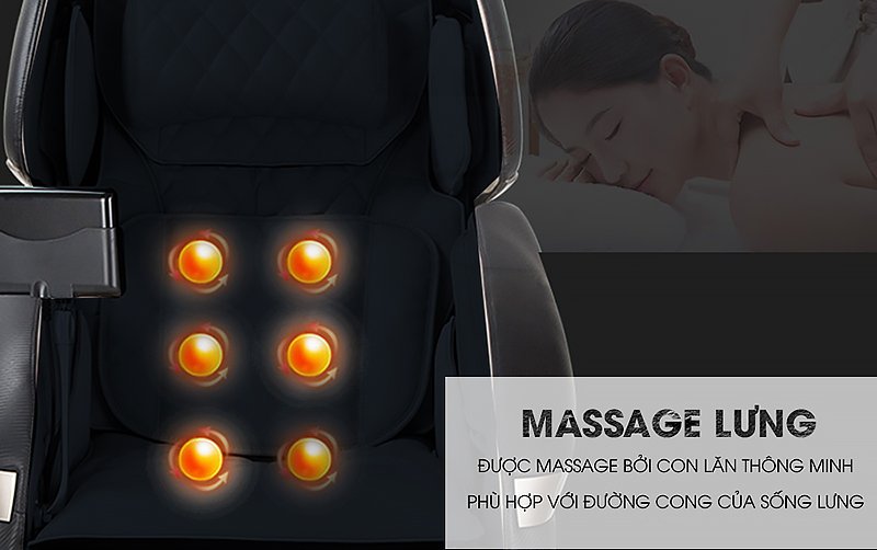 Ghế massage Kaitashi KS-200| Sự linh hoạt của bi lăn hoạt động vùng lưng