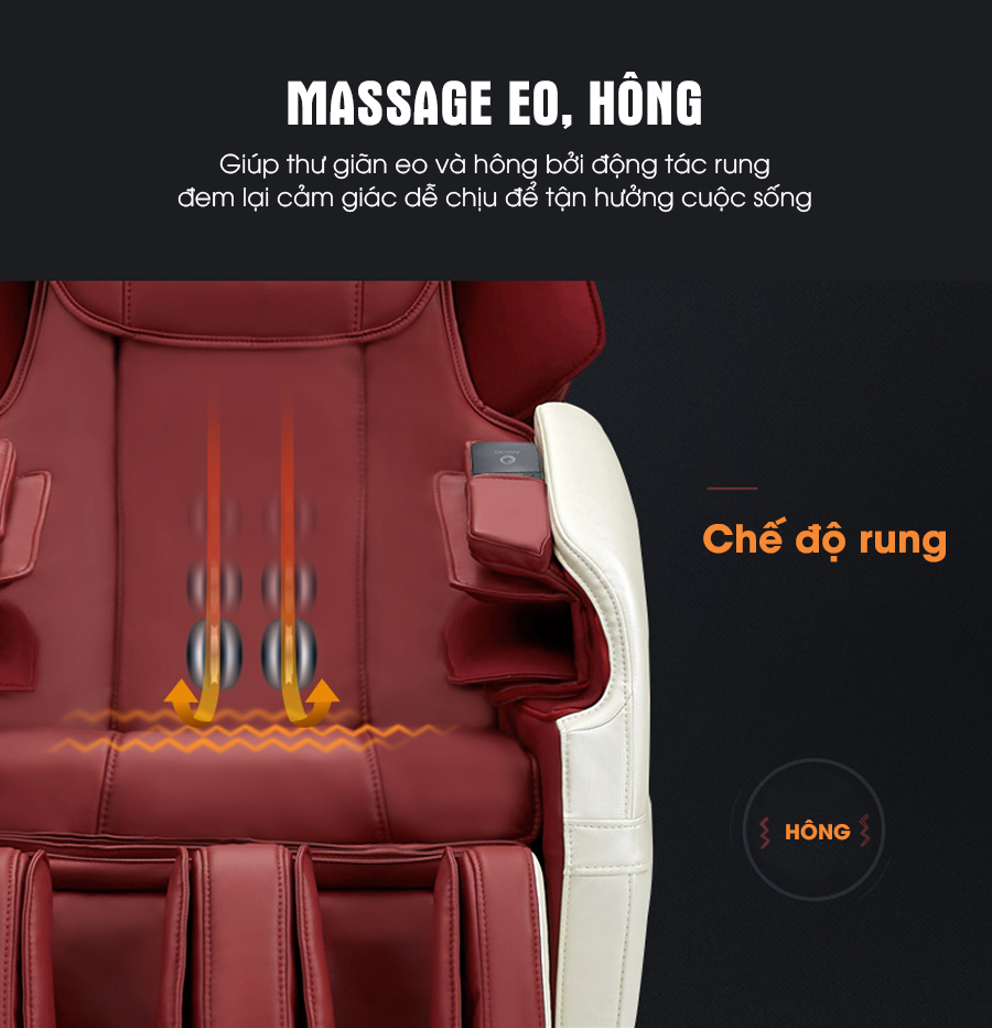 Massage rung tại eo hông kích thích tăng tuần hoàn máu.