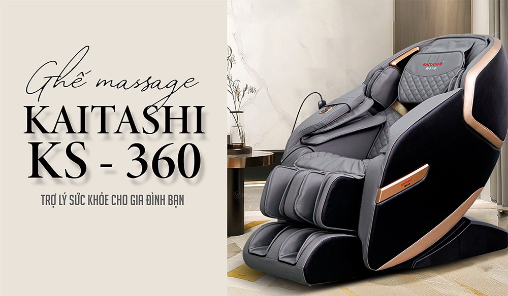Ghế massage Kaitashi KS-360 Black - Gray - chăm sóc sức khỏe tại nhà hiệu quả