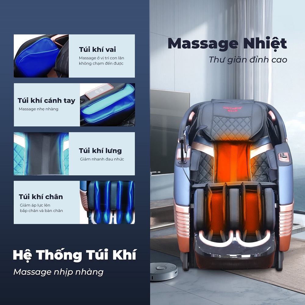 Ghế massage Kaitashi KS-119 với túi khí massage kiểu mới