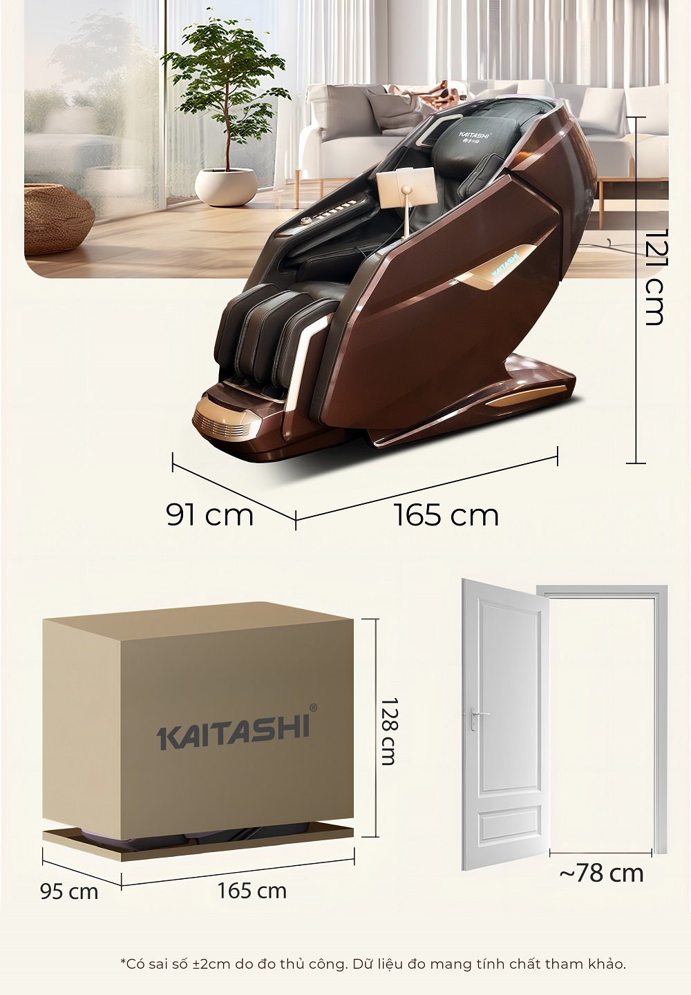 Kích thước robot massage Kaitashi KS-680