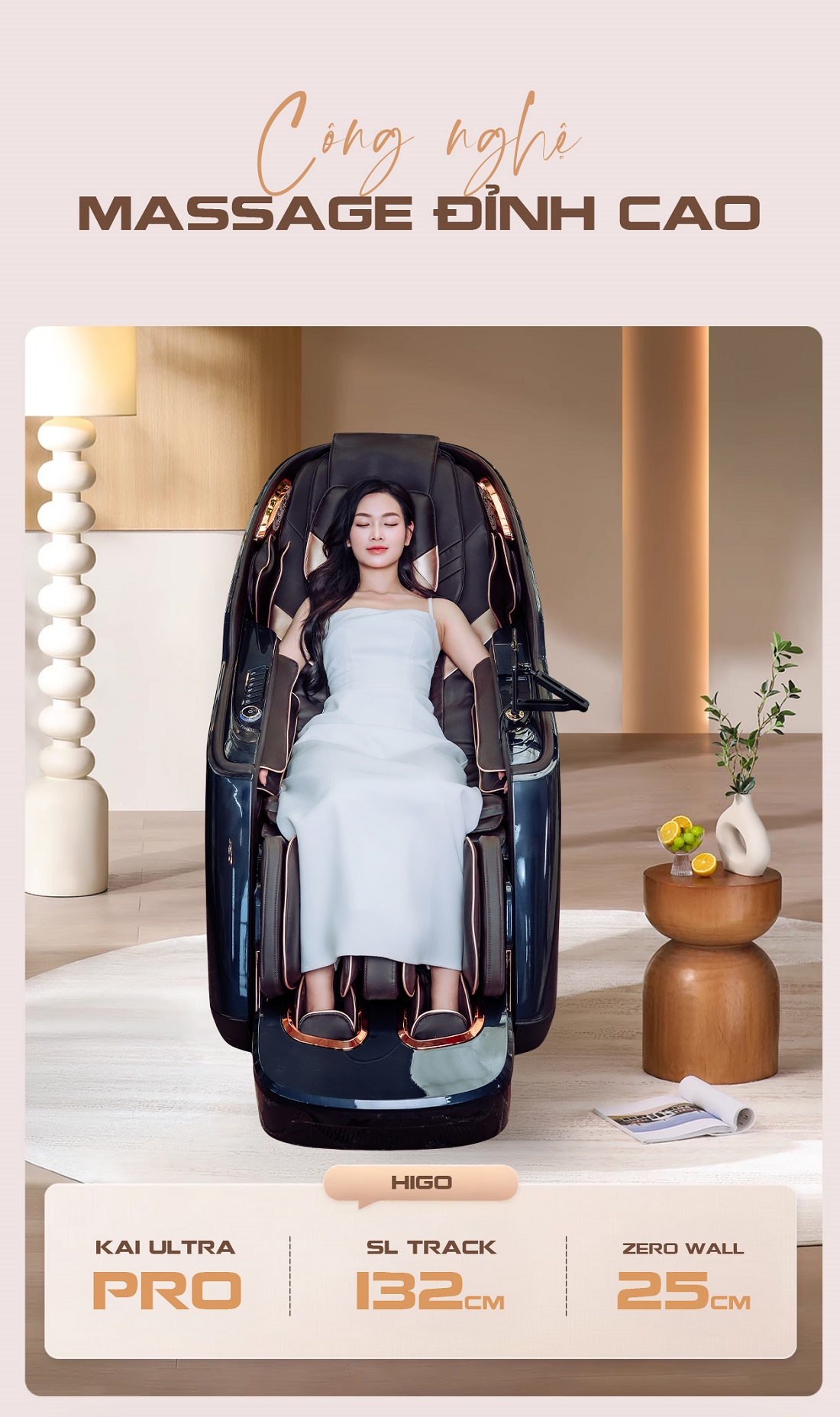 Ghế massage Kaitashi Higo - Thư giãn sâu, phục hồi cơ thể