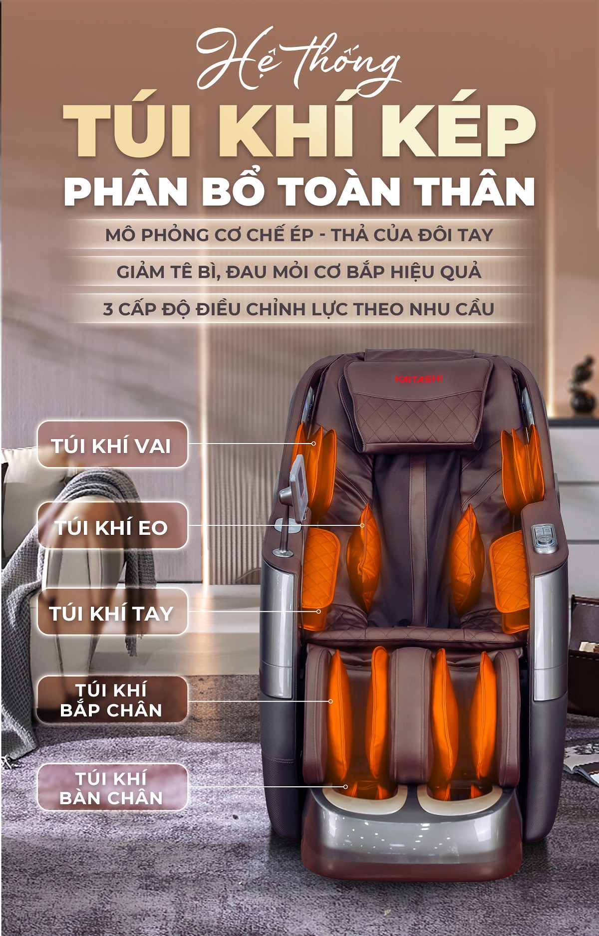 ghế massage Kaitashi Remo chăm sóc sức khỏe toàn diện cho gia đình