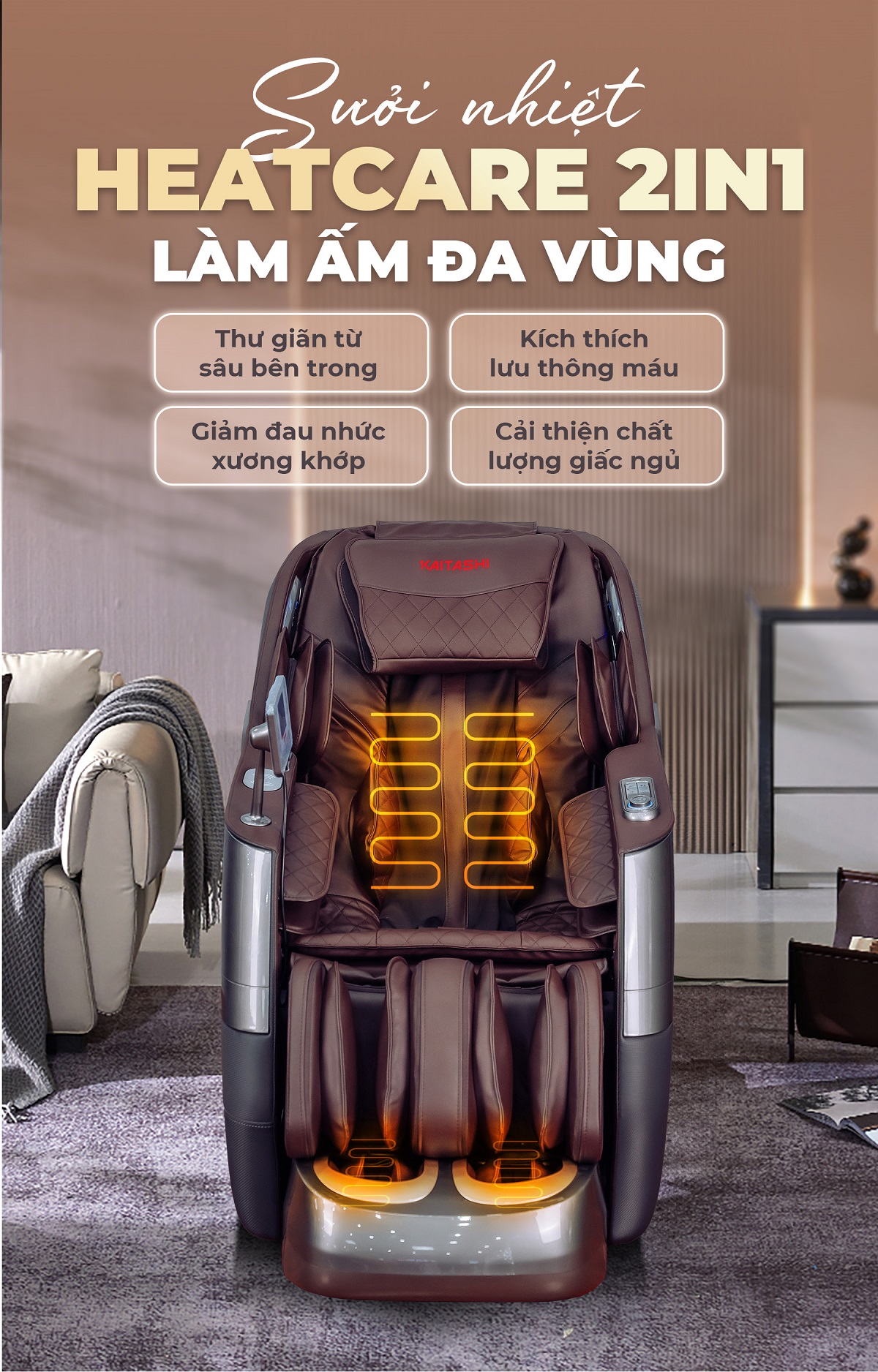 ghế massage Kaitashi Remo chăm sóc sức khỏe toàn diện cho gia đình