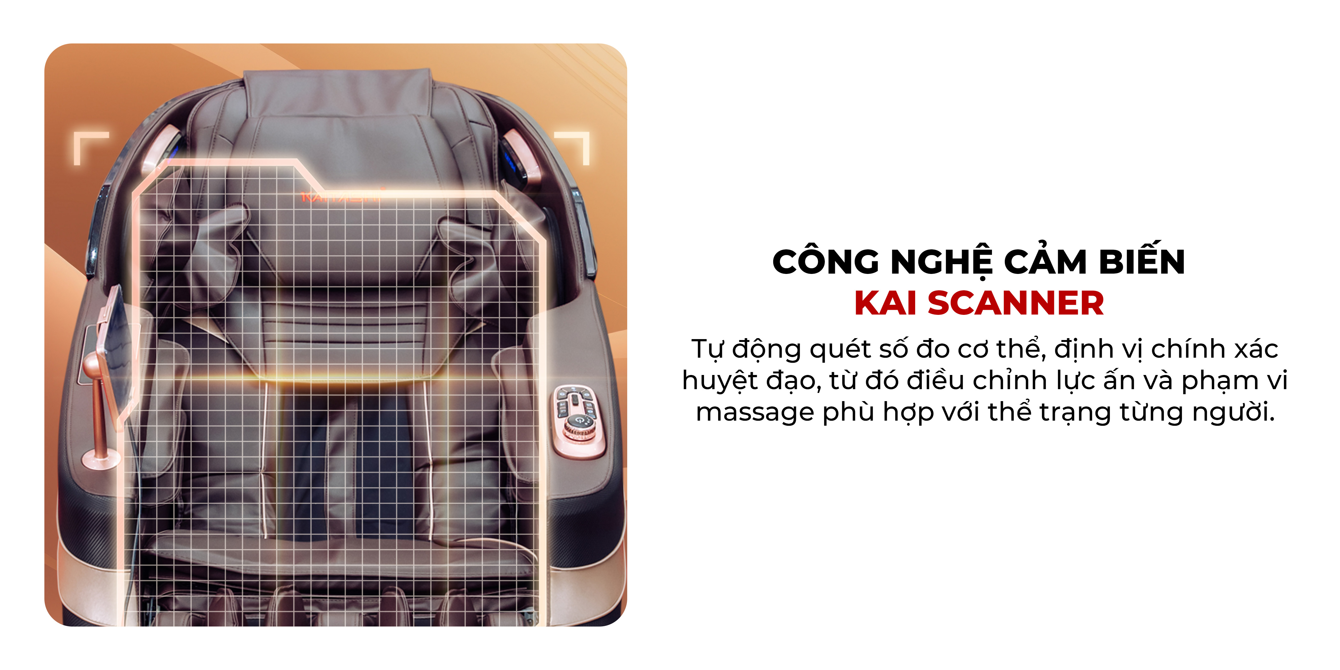 Ghế massage Kaitashi Neko - cảm biến định vị Kai Scanner nhận diện chính xác các tọa độ huyệt đạo