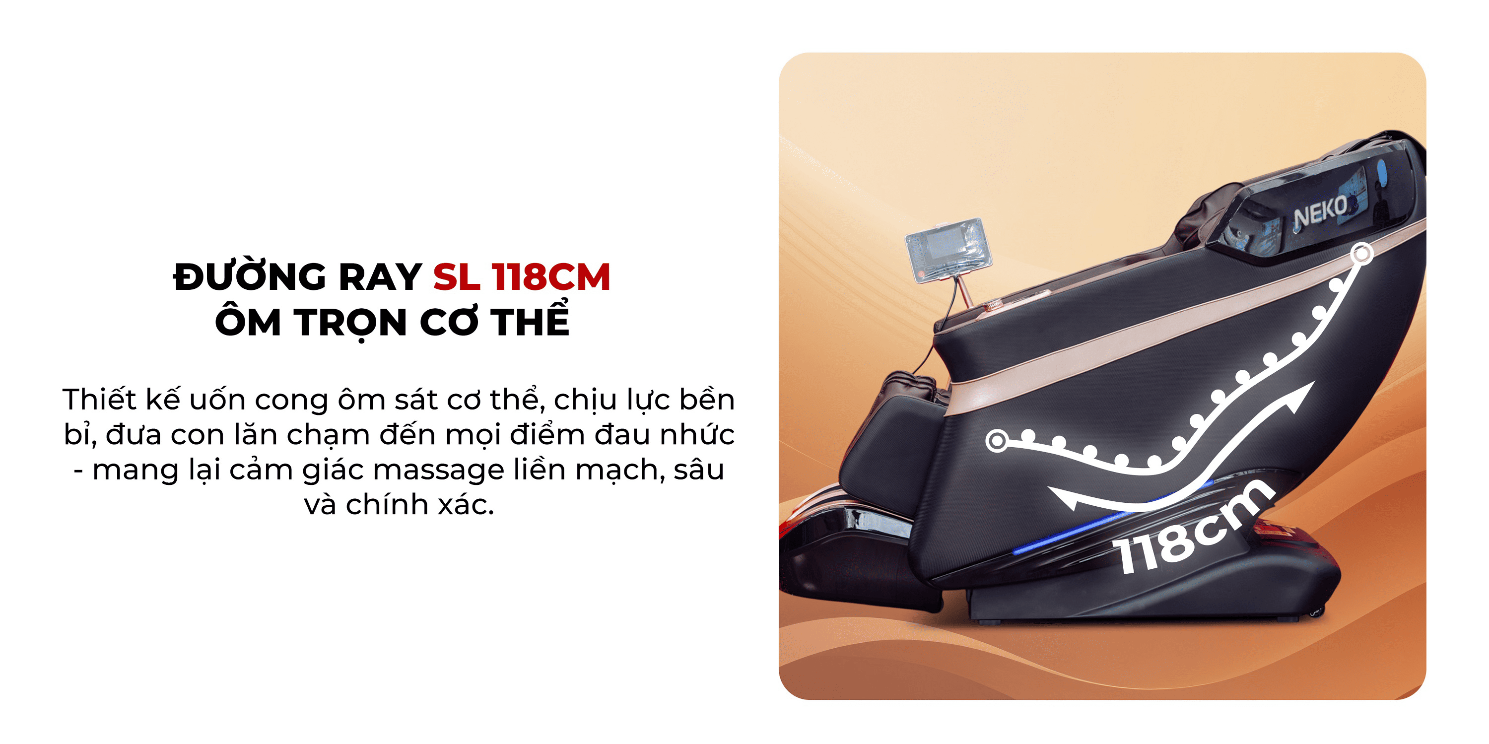 Ghế massage Kaitashi Neko - Om trọn cơ thể bởi trục trượt SL-Track uốn lượn