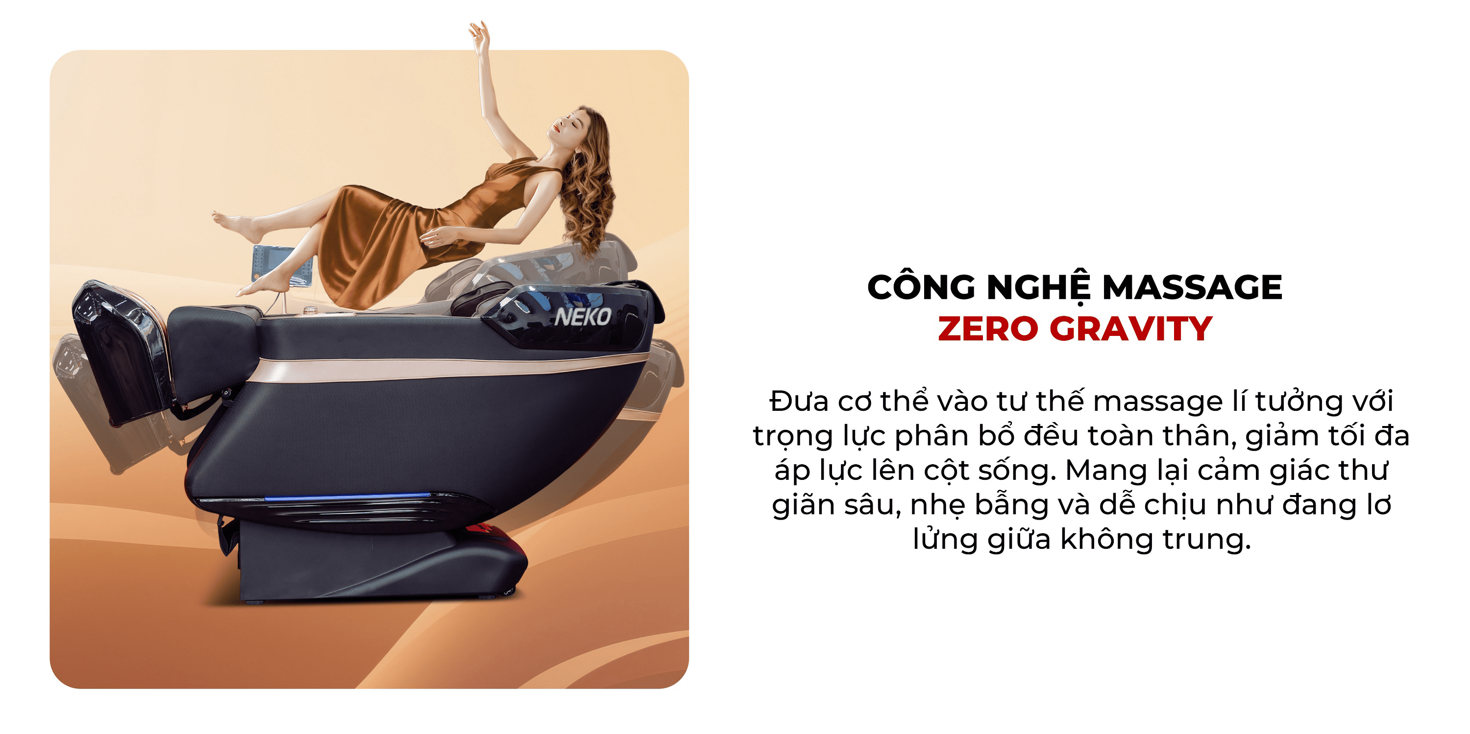 Ghế massage Kaitashi Neko - rút bỏ gánh nặng cột sống với góc ngả Zero Gravity