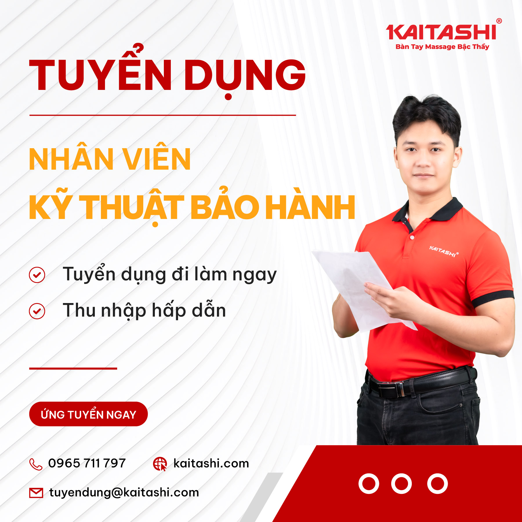 Kaitashi tuyển nhân viên kỹ thuật bảo hành đi làm ngay