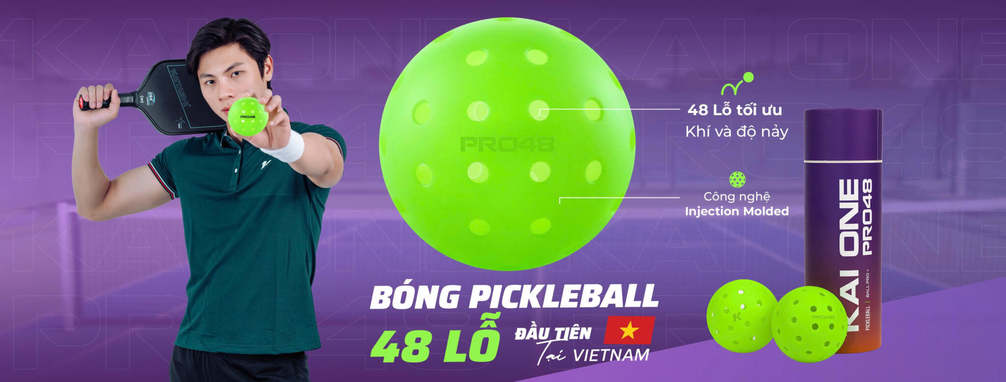 bóng pickleball Kaitashi 48 lỗ chuẩn thi đấu
