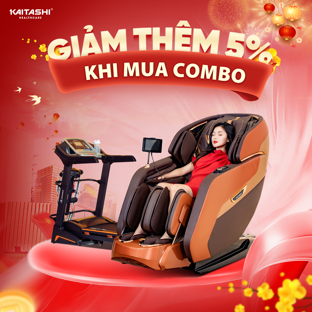 ghế massage Kaitashi giảm giá đến 49%, tặng quà máy chạy bộ, xe đạp tập nhân dịp Tết Nguyên Đán