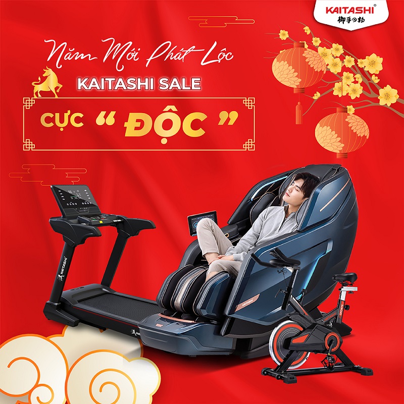 Kaitashi giảm giá cực mạnh ghế massage và máy chạy bộ trước Tết Nguyên Đán 