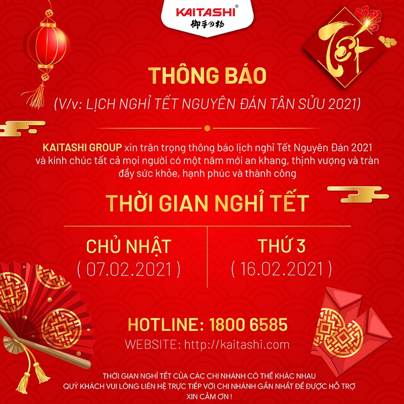 Kaitashi Group  - Thông báo lịch nghỉ Tết Nguyên Đán 2021 